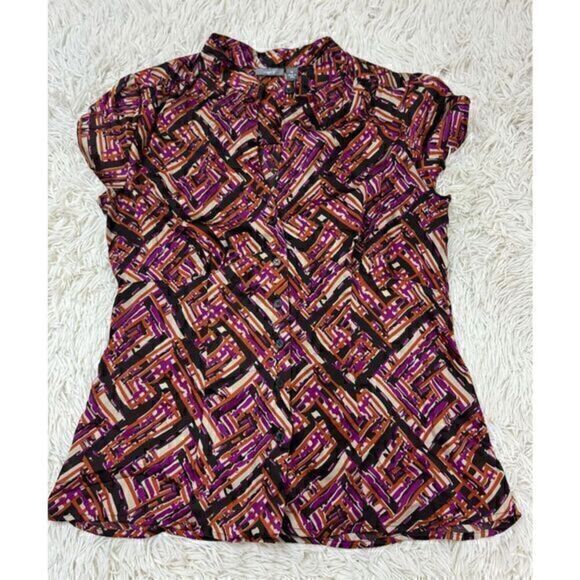 Orange, black, purple and tan Geometric blouse by Apt 9 size medium - Picture 1 of 7